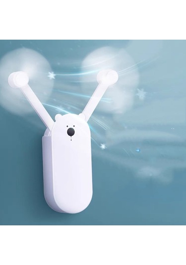 Honmex Beyaz Plastik Elden Tutulan Çift Lale Fan - 3 Hızlı, Fırlatılabilir, Mobil Şarjlı, Sessiz Vantilatör 140x55x42mm