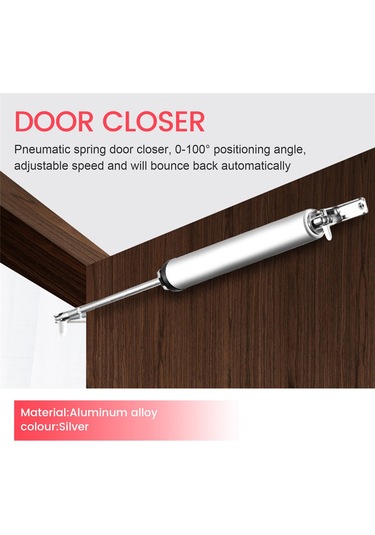 Pnömatik Kapı Kapatıcı Yumuşak Kapanma Otomatik 100 Derece Gümüş