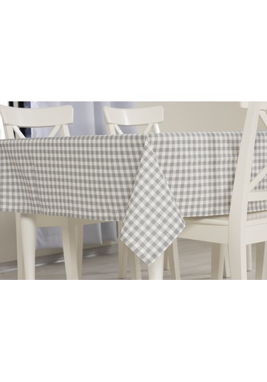Ekose Masa Örtüsü Gri