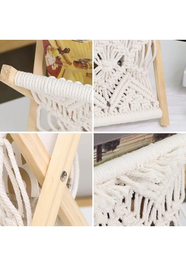 Pamuk Halat Depolama Sepeti, Dokuma Masaüstü Dergisi Rafı, Katlanabilir Mor