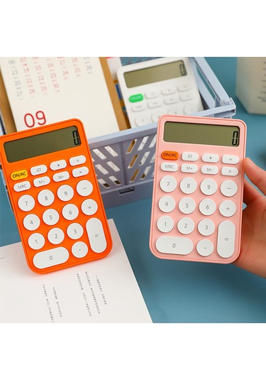 Aubyhe Küçük Mini Sarı Hesap Makinesi - 12 Bit Ekran, 2+ Yıl Pil Ömrü, Kaymaz Önlüğü, Otomatik Kapanma - Ofis & Öğrenci İçin Taşınabilir Sarı