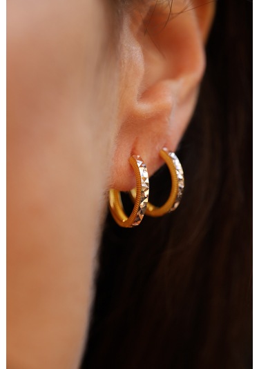 14 Ayar Altın Kalemli Ajda Model Halka Küpe Kp34098 Sarı Altın