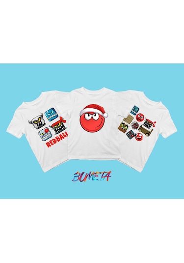 Bumeta Red Ball Karakter Baskılı Çocuk Tişört 3 Lü Set Beyaz