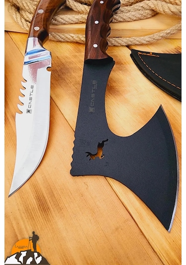 Ceviz Sap Outdoor Balta Kamp Bıçağı Çakısı Kılıflı Kmp-015 Kahverengi