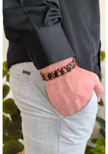 Başak Model Kuka Bileklik Bileğe Ayarlanabilir Unisex Bileklik Bt005 Kahverengi