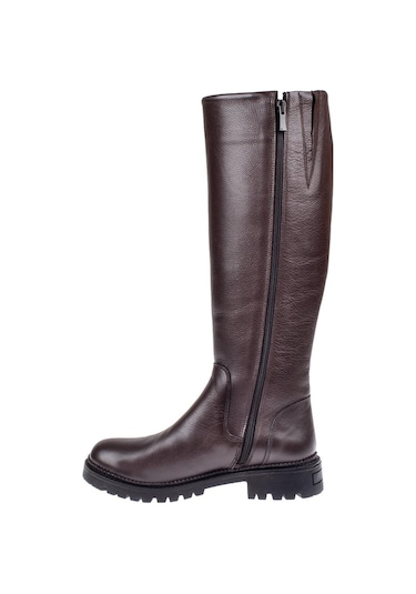 Pullman Hakiki Deri Kadın Çizme Sk-52900 Kahve-kahve Kahverengi