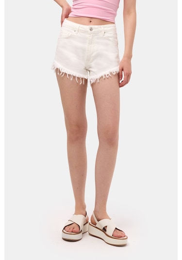 Itsbasic Kadın Kırık Beyaz 7s6-101 Mini Paça Püsküllü Denim Şort