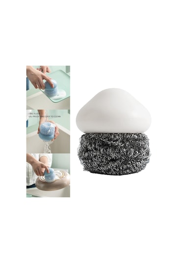 Magideal Suntek Mutfak Dayanıklı Çelik Tel Bulaşık Temizleme Topu Mavi - 7 x 7 x 8 CM Beyaz