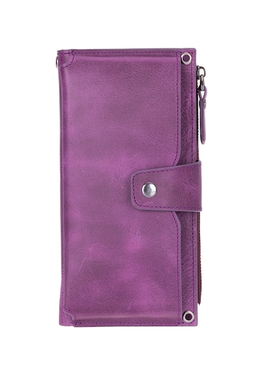 Bloominbag Lozan Strap Mulberry Velvet Gerçek Deri Çapraz Askılı Cüzdan Çanta Mor