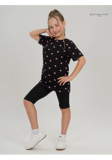 Sovalina Çocuk Yazlık Bisiklet Taytı İle Takım 385914670 Siyah