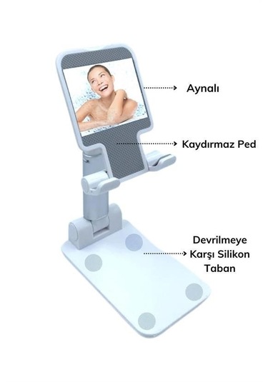 Buffer Siyah Aynalı Cep Telefonu Sabitleyici Telefon Standı