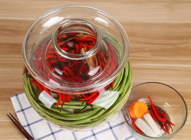 5 Kg Cam Konteyner Kimchi Kavanoz Mutfak Turşu Kutular Ev Gıda Mühür Depolama Kavanoz Turşu Silindir Mühürlü Olabilir Şişeler, Kavanozlar Ve Amp Kutular 4 Izgara