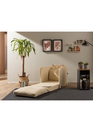 Pafu Saga Tekli Katlanır Yataklı Koltuk Soho Krem