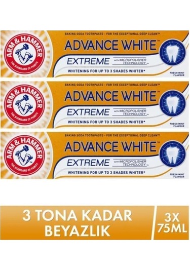 Arm&Hammer 3 Tona Kadar Beyazlatıcı Diş Macunu - Advance White 3 x 75 ML