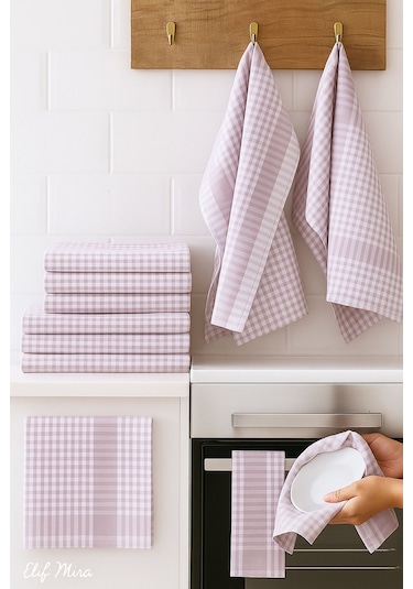 10 Lu Lüks Mutfak Kurulama Bezi Seti 45x65 Cm Table Linen Lila