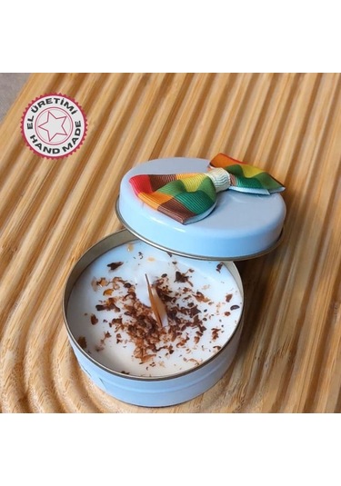 Uretti - Ayşe 7362 2279 El Yapımı Çikolata Kokulu Metal Kutuda Mum - 3 X 7 Cm Beyaz