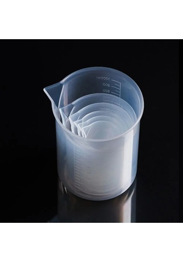 Plastik Şeffaf Ölçüm Fincan Laboratuvar Beher Dekantör Şişe Ağzı Şeffaf