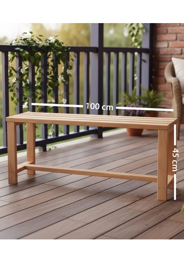Ahşap Bank Mutfak, Balkon, Bahçe, Hol, Ofis, Salon İçin Sandalye Ve Oturak 100cm Açık Kahverengi