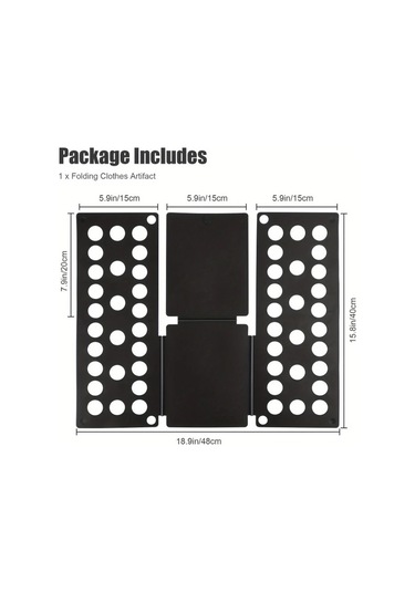 Cordial Black Katlanır Plastik Giysi Düzenleyici, T-shirt Gömlek Pantolon Katlama Tahtası