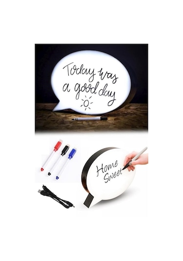 Evyora Kalemle Yazılabilen Konuşma Balonu Görünümlü Işıklı Mesaj Panosu