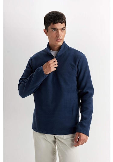 DeFacto Lacivert Tüylenme Yapmayan Soğuk Geçirmez Regular Fit Dik Yaka Fermuarlı Polar Sweatshirt Y3996AZNSIN257 DeFacto Lacivert Tüylenme Yapmayan Soğuk Geçirmez Regular Fit Dik Yaka Fermuarlı Polar Sweatshirt Y3996AZNSIN257