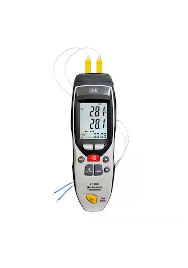 Cem Dt-852b Dijital Çift Girişli Termokupl Termometre Datalogger Tip K Ve J