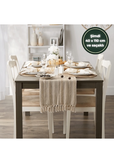 Wellstil Neula %100 Pamuk Örme Runner - Bej Bej