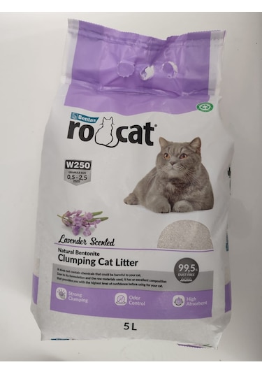 Rocat Lavanta Kokulu Topaklaşan İnce Bentonit Kedi Kumu 5 L