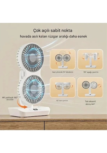 Vtn-01 Masaüstü Çift Fanlı Led Işıklı Soğutucu Vantilatör