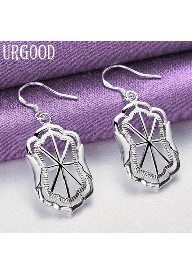 925 Ayar Gümüş Geometrik Damla Küpe Moda Takı