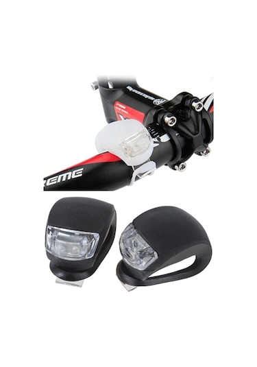 Bisiklet Silikonlu Işık Seti Far Stop + Pil Çok Renkli