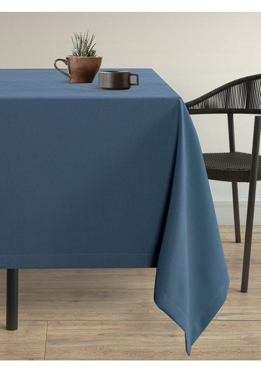Kadife Dokulu Güvercin Mavisi Dertsiz Masa Örtüsü Güvercin Mavisi
