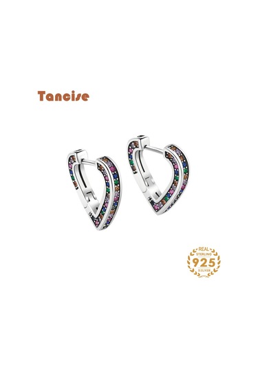 Tancise 925 Ayar Gümüş Zirkon Küpe Damla Küpe Kadınlar Için Düğün Hediyeleri Çok Renkli