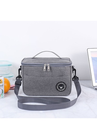Termal Öğle Yemeği Kutusu Çantası Dayanıklı Su Geçirmez Ofis Soğutucu Kayışlı Öğle Yemeği Kutusu S Gri Gri