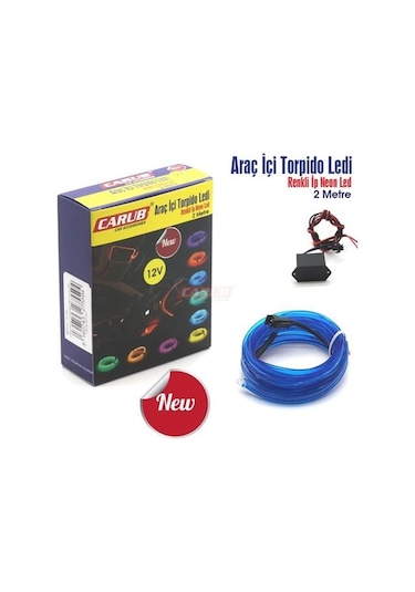 Carub Araç İçi Torpido Ledi 12v İp Neon Mavi 2mt Br4327557 1 Adet