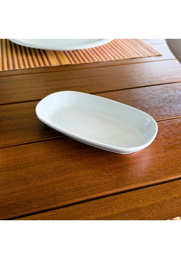 Alezy 605 Göreme Melamin Termostar Oval Kayık Tabak 15x9 Cm Beyaz