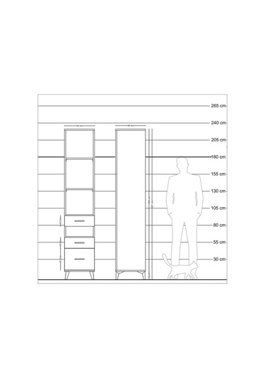 Hyperion Dolap 4 Raflı 3 Çekmeceli 44x44x221 Çam-çam Çam
