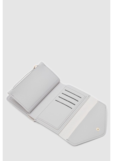 Zarf Detaylı Nakit Ve Bozuk Para Bölmeli Bayan Cüzdan-gri Açık Gri