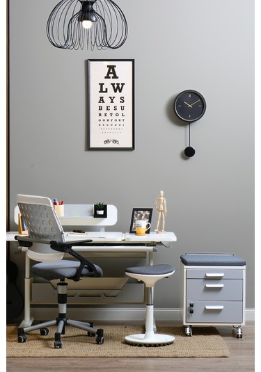 Vega Standart Yükseklik Ve Eğim Ayarlı, Çekmeceli Modern Bilgisayar, Ofis Ve Çalışma Masası Gri Gri