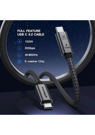 Type C To Usb 3.2 Gen2 Görüntü Aktarma Kablosu 4K Hızlı Şarj 1M