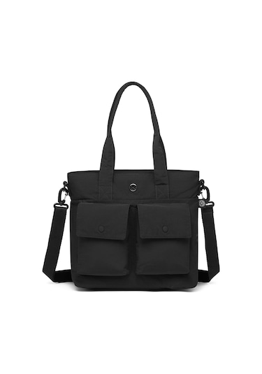 Smart Bags Siyah Ultra Hafif Kumaş Günlük Büyük Boy Kadın Omuz Çantası