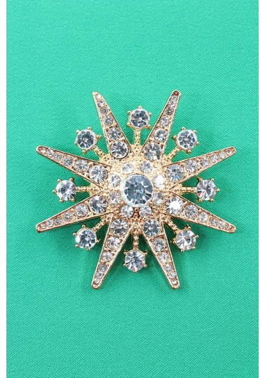 Gold Kar Tanesi Broş. Taşlı Tasarım Broş. Yaka İğnesi Broş. Kadın Broş. Erkek Broş. Broş. Unisex Gold