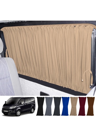 Pandami Ford Custom Kısa Şase 2012+ Uyumlu Krem Raylı Oto Perde Takımı