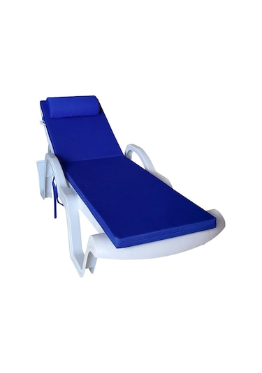 Mirzademarket Şezlong Minderi Lüks Su Geçirmez Kumaş Fermuarlı-Saks Mavi