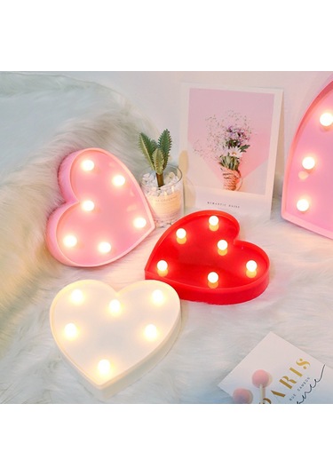 Jeehugo Kırmızı Kalp Şekilli Led Dekoratif Işık - Ip42 Su Geçirmez - Sadece Sıcak Beyaz Aydınlatma - 2xaa Pil İle Çalışır Pil Dahil Değil - Parti, Düğün, Ev Dekorasyonu İçin Uygun Kırmızı