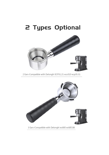 Xiyyadms Delonghi Ecp31.21/eco310/ecp35.31 Uyumlu Paslanmaz Çelik Kahve Filtre Kolu - Ahşap Saplı