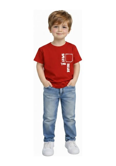 Yale Kids 3-8 Yaş Erkek Çocuk %95 Pamuklu Tişört Kırmızı