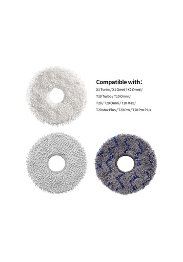 Junsunmay 4 Adet Elektrikli Süpürge Paspas Pedi Ecovacs X1 Turbo / X1 Omni / X2 Omni / T10 Turbo / T10 Omni / T20 / T20 Omni Gri Mavi