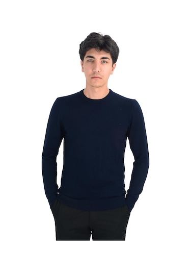 Cengiz İnler Sıfır Yaka Düz Slim Erkek Triko