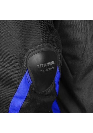 Motosiklet Montu Full Korumalı Titanyum 4 Mevsim Maxdura Hörgüçlü Model Mont Blue